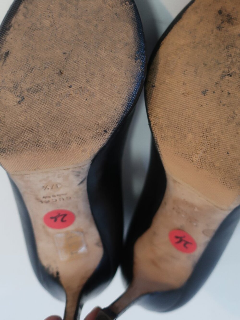 Womens Gucci Black Leather Horsebit Peep Toe Pumps 37 1/2 EU/US 7.5 - Picture 9 of 10